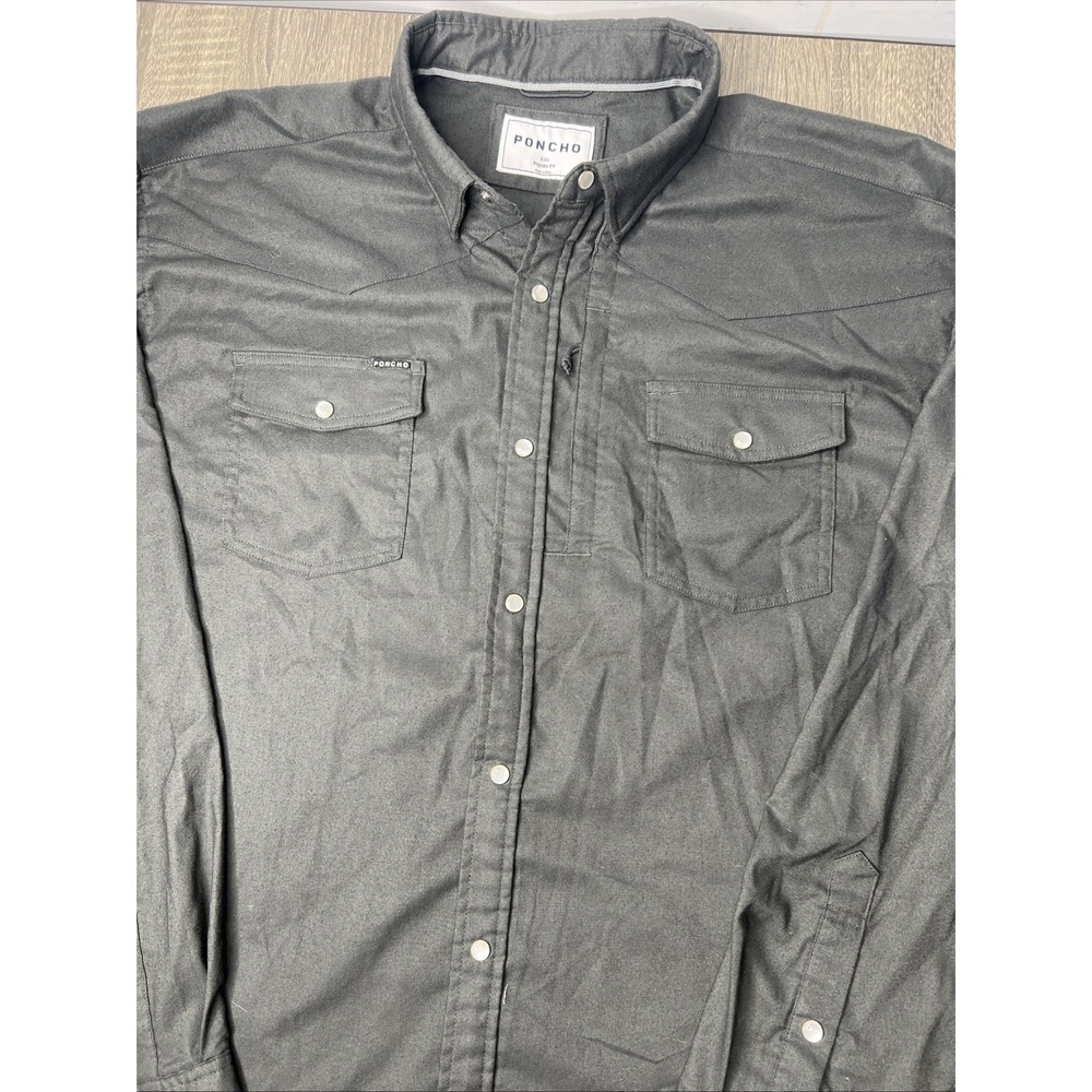 Poncho Shirt Mens XXL Piedras Negras Pearl Snap Western Regular Fit Performance - Picture 2 of 12